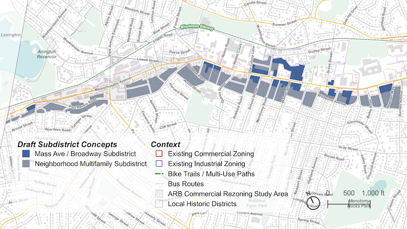 Draft Zoning Map for Arlington Heights, alternative 1